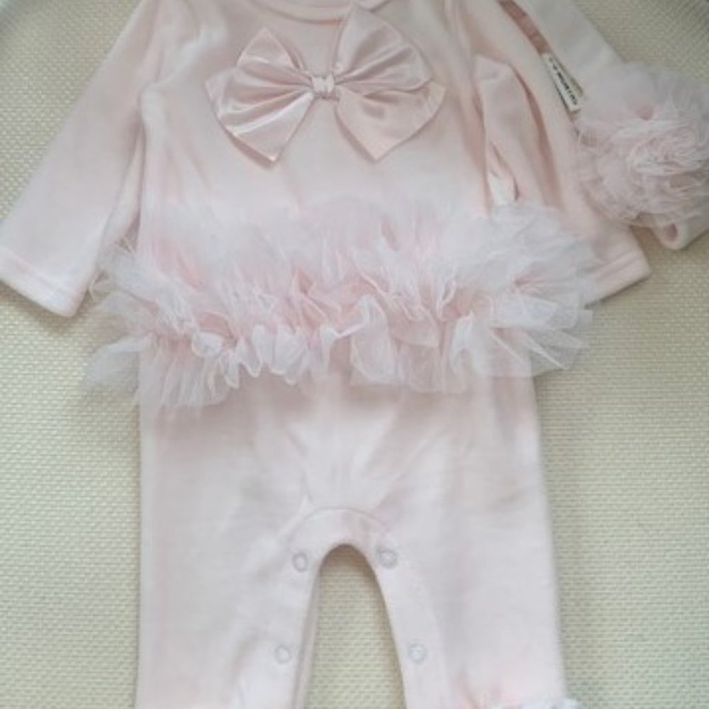 First Impressions Tulle Trim Jumpsuit - Pink